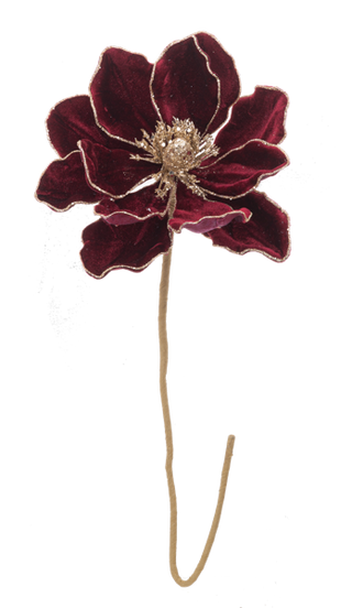 Burgundy Magnolia Christmas Accent Pick