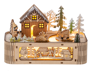 Woodland Cabin Christmas Tabletop Music Box