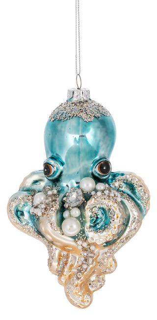 Beaded Octopus Glass Ornament