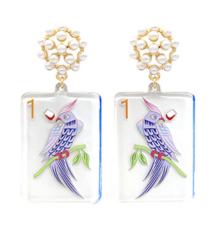 Mahjong Earrings - Bird Bam