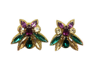 Mardi Gras Rhinestone Stud Earrings