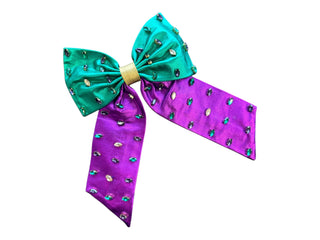 Mardi Gras Bow - Metallic Rhinestone
