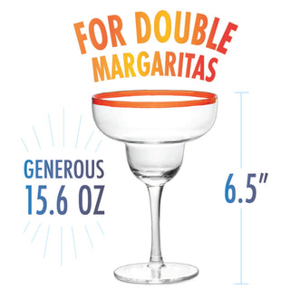 Margarita Cocktail Glasses Party Colored Rims Cocktail Glasses 12OZ Set Of 4 By Fies