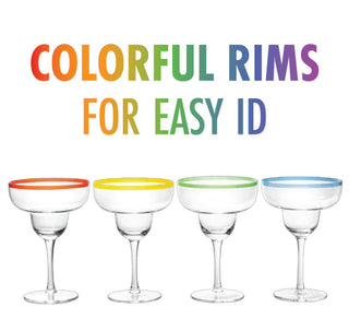 Margarita Cocktail Glasses Party Colored Rims Cocktail Glasses 12OZ Set Of 4 By Fies