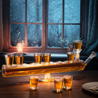 Menorah Decanter Set Decanter 8 Piece Shot Glass Set 34 Oz Wine Whiskey Glassware Hannukkah Israel D