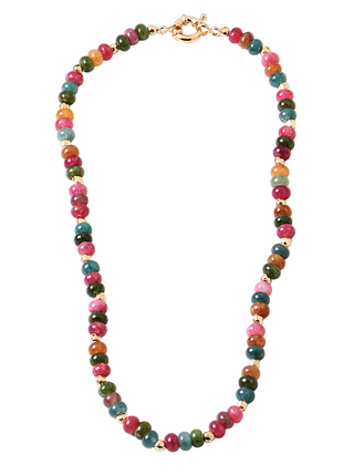 Multi Beaded Necklace - Multi Brown and Pink
