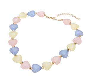 Multi Heart Necklace - Pastel
