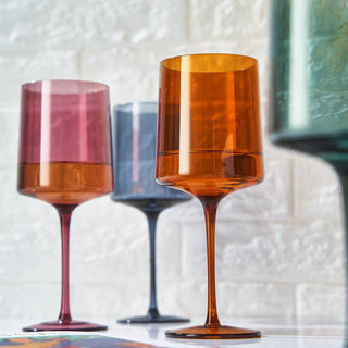 Muted Colored Square Crystal Wine Glasses Set Of 4 Gift For Her Him Wife Friend Large 13 5 Oz Italia