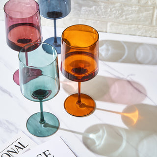 Muted Colored Square Crystal Wine Glasses Set Of 4 Gift For Her Him Wife Friend Large 13 5 Oz Italia