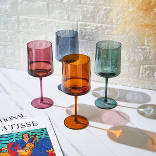 Muted Colored Square Crystal Wine Glasses Set Of 4 Gift For Her Him Wife Friend Large 13 5 Oz Italia