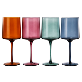 Muted Colored Square Crystal Wine Glasses Set Of 4 Gift For Her Him Wife Friend Large 13 5 Oz Italia