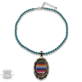 Serape print oval necklace