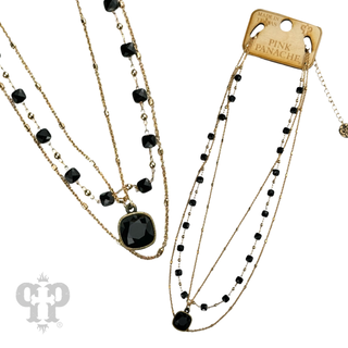 Delicate gold chain and faceted bead Austrian crystal drop necklace - LC