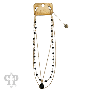 Delicate gold chain and faceted bead Austrian crystal drop necklace - LC