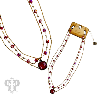 Delicate gold chain and faceted bead Austrian crystal drop necklace - LC