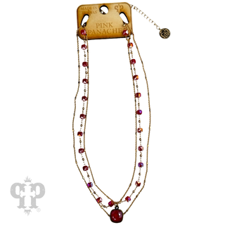 Delicate gold chain and faceted bead Austrian crystal drop necklace - LC