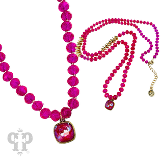 Faceted crystal long necklace with Austrian crystal pendant - LC