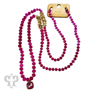 Faceted crystal long necklace with Austrian crystal pendant - LC