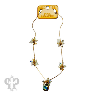Bead cluster necklace with Austrian crystal pendant - LC