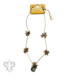 Bead cluster necklace with Austrian crystal pendant - LC