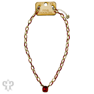 Enamel chain link pendant necklace, Austrian crystal - LC