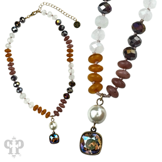 Stone and faceted bead necklace with Austrian crystal - LC