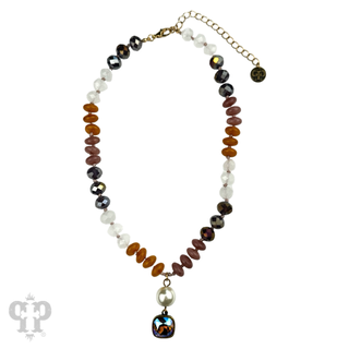 Stone and faceted bead necklace with Austrian crystal - LC