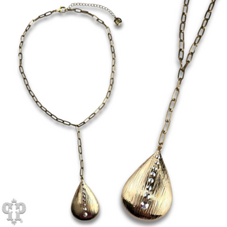 Large raindrop pendant necklace with Austrian crystals