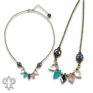 Diamond bead necklace with Austrian crystal