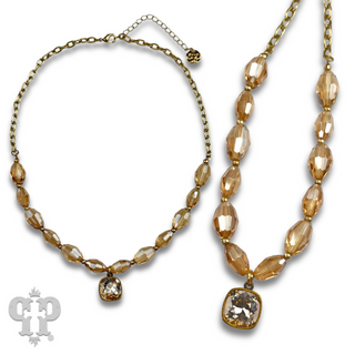 Faceted oval bead necklace with Austrian crystal - LC