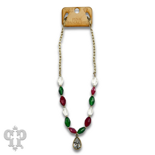 Faceted oval bead necklace with Austrian crystal - LC