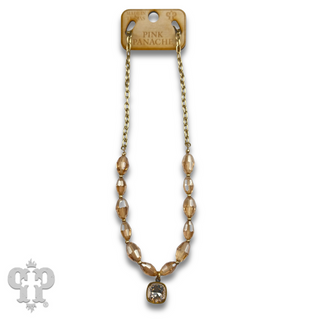 Faceted oval bead necklace with Austrian crystal - LC