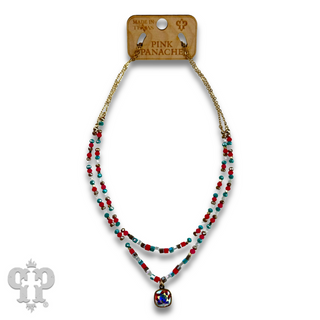 Two strand mixed bead necklace with Austrian crystal - LC