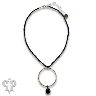 Faceted bead and circle pendant necklace with Austrian crystal - LC