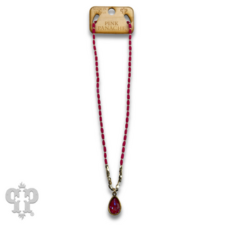 Rice bead necklace with teardrop Austrian crystal - LC