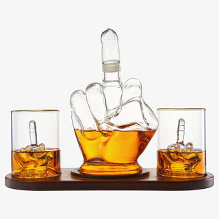 Middle Finger Decanter Novelty Whiskey Wine Decanter Set Mahogany Wood Funny Gift Fo