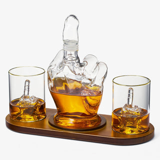 Middle Finger Decanter Novelty Whiskey Wine Decanter Set Mahogany Wood Funny Gift Fo