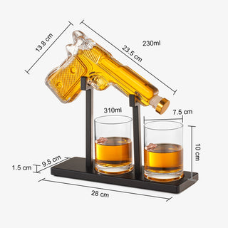 Pistol Whiskey Decanter Set 7 7 Oz With Two 10 5 Oz Glasses Premium Barware Gift