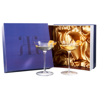 Vintage Crystal Coupe Glasses Set Of 2 Clear Radiance Champagne Martini Cocktails Hand Blown Classy