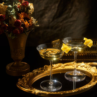 Vintage Crystal Coupe Glasses Set Of 2 Clear Radiance Champagne Martini Cocktails Hand Blown Classy