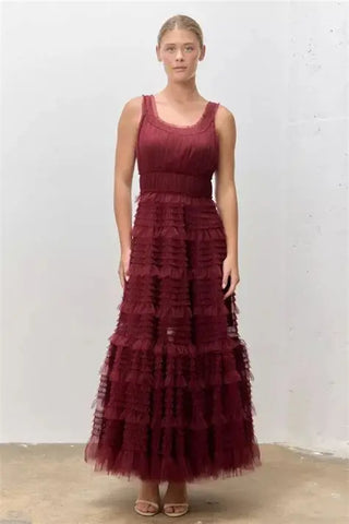 Ruffled Tulle Maxi