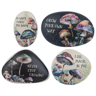 Printed Mushroom Art Rock - Assorted Ganz
