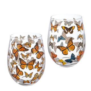 Butterfly Stemless Wine Glass - Assorted Ganz