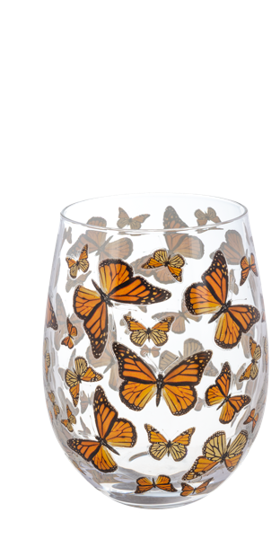 Butterfly Stemless Wine Glass - Assorted Ganz