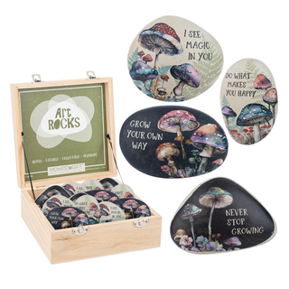 Printed Mushroom Art Rock - Assorted Ganz
