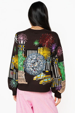 QOS Black Nye In New York Button Up Cardigan