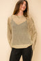 Lurex Mixed Round Neck Long Sleeve Sweater Vocal