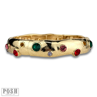 Multi-color rhinestone stretch bracelet