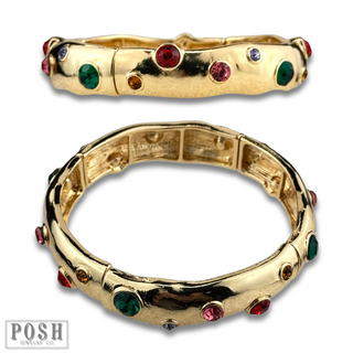 Multi-color rhinestone stretch bracelet