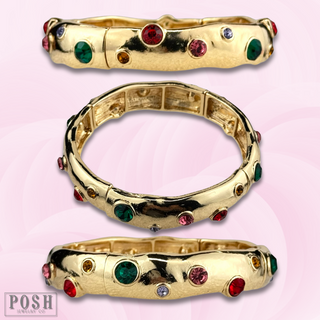 Multi-color rhinestone stretch bracelet